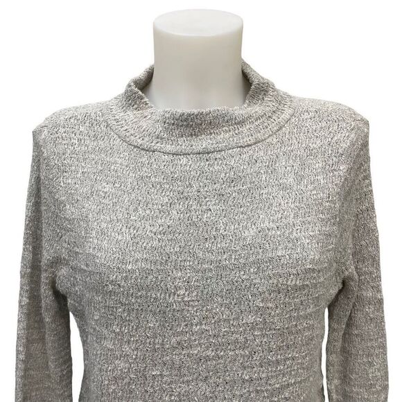 FREE PEOPLE Gray Faux Wrap Crossover Front waffle knit light sweater size small - Picture 2 of 9